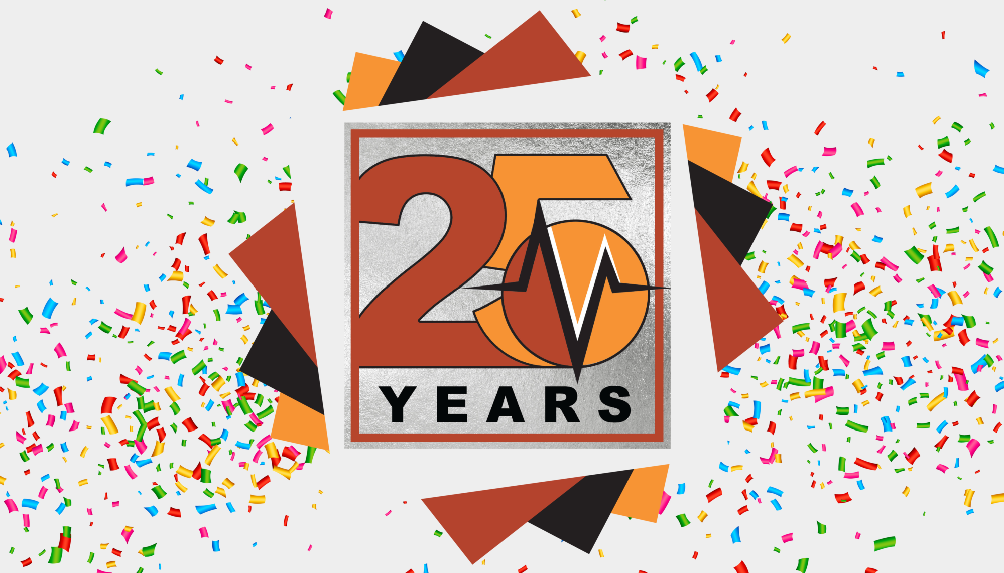 Vanguard 25th anniversary in healthcare marketing confetti banner | Vanguard Communications | Denver, CO