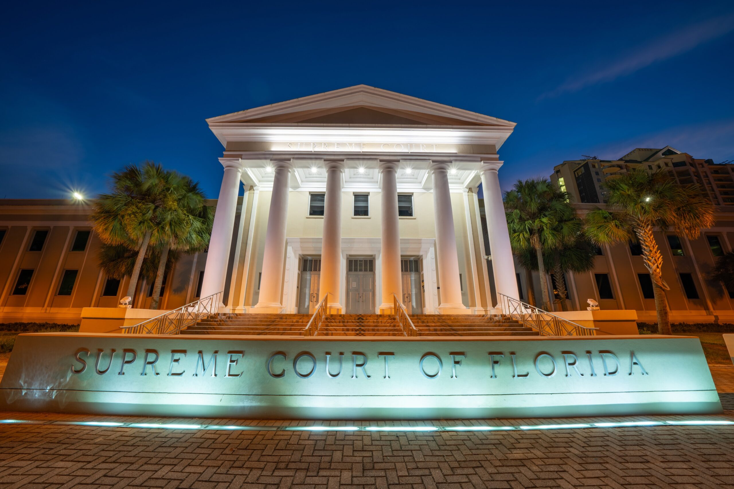 Florida Supreme Court building at night | Vanguard Communications | Denver