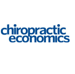 Logo for "Chiropractic Economics" with stacked copy in navy on a white background.