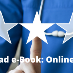 Man in scrubs selecting star rating while holding heart prop | Vanguard Communications | Denver, CO