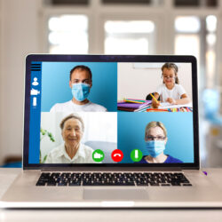 Doctors and patient on computer laptop screen doing telemedicine during coronavirus | Vanguard Communications | Denver, CO | San Jose, CA